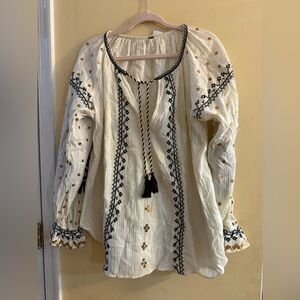 Free People Tallie Embroidered Tunic in Ivory Combo, XS